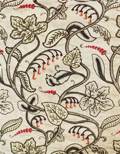 Colgante de Crewel con diseño floral, finales del siglo XVII de Unknown